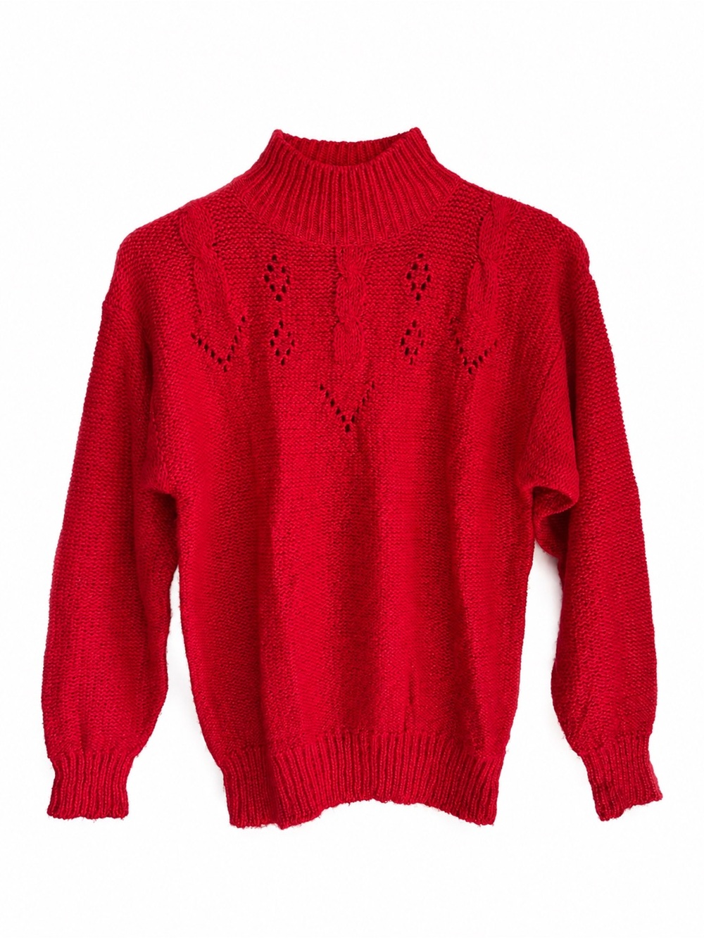 Diane Von Furstenberg Vintage Red Cable Knit Mock Neck Sweater 1980’s